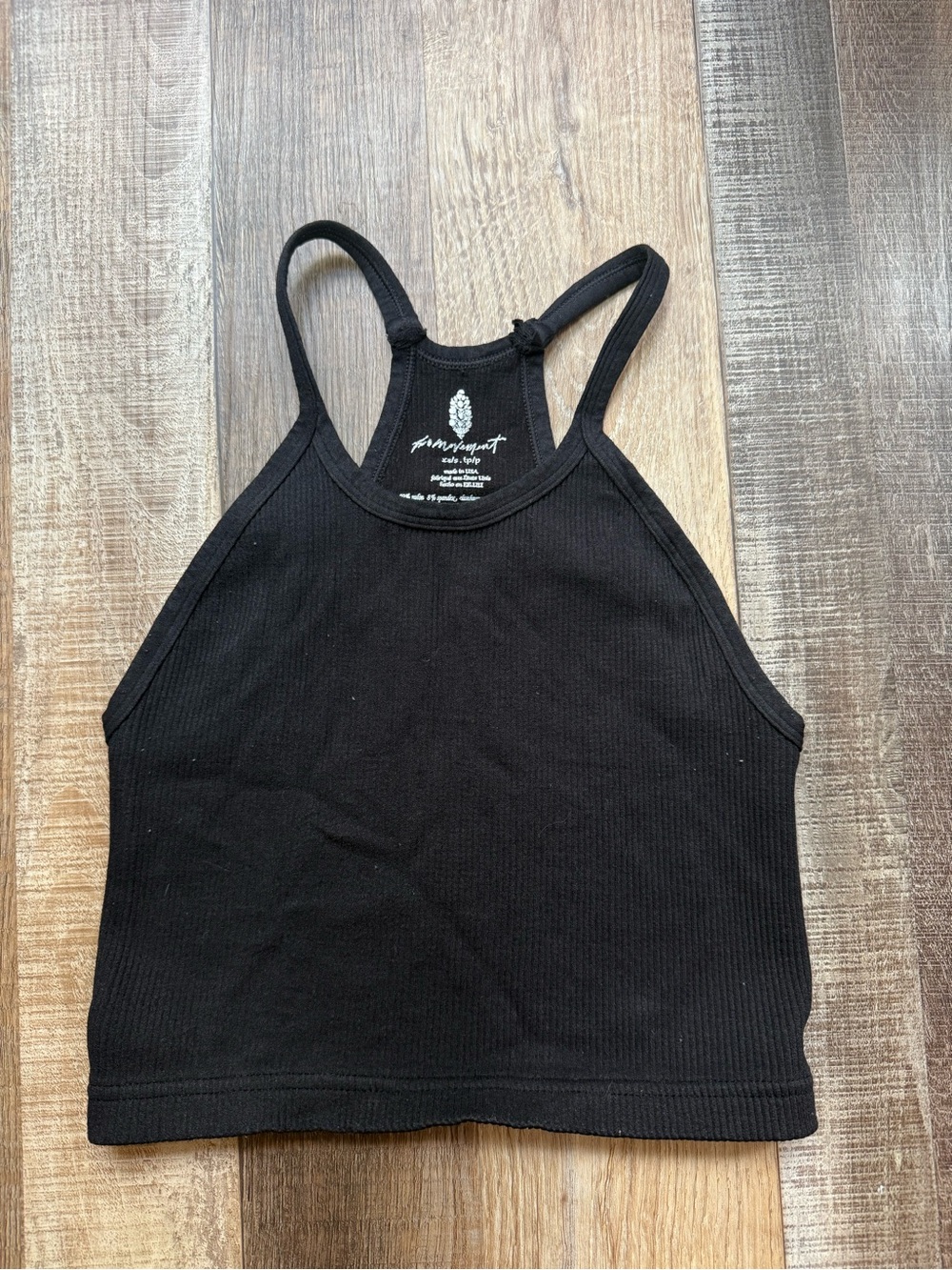Free People Movement Black Ribbed High-Neck Crop Tank